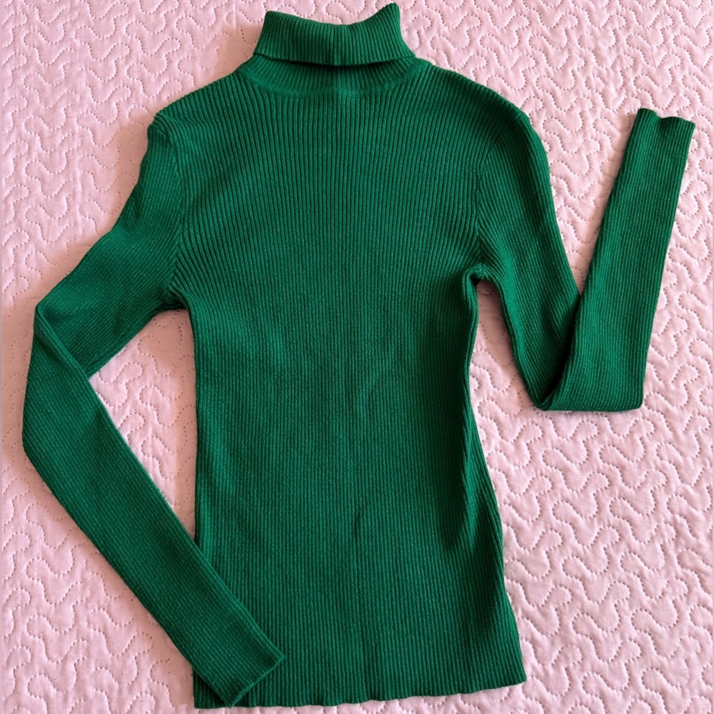 Green Ribbed Turtleneck
